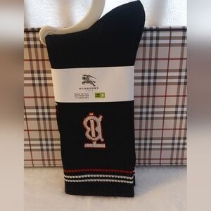 Black and Red Unisex Burberry Casual Socks Women size 7-9